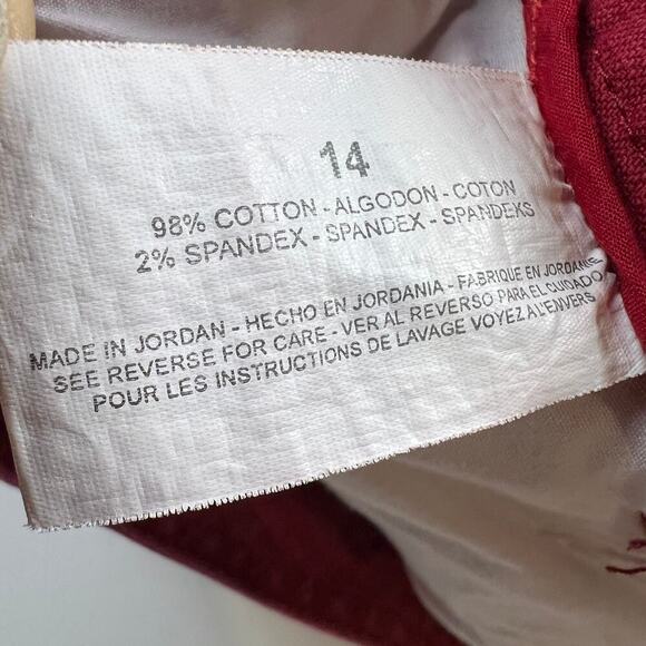 Gloria Vanderbilt Vintage High Rise Red Cotton Cargo Crop Pants Jeans Size 14 - Picture 8 of 12